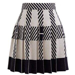 SOLD ChicWish Color Block Striped Pleated Knit Skirt Size Small